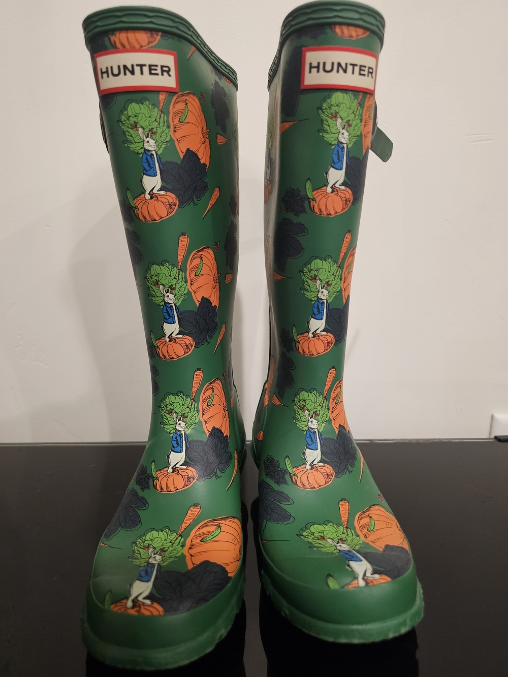 Hunter Green Patterned Vegetable-Print Rain Boots
